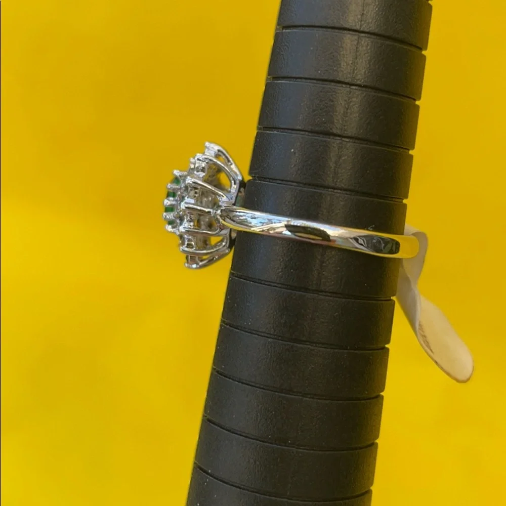 New vintage 14k gold electroplate ring/ emeralds